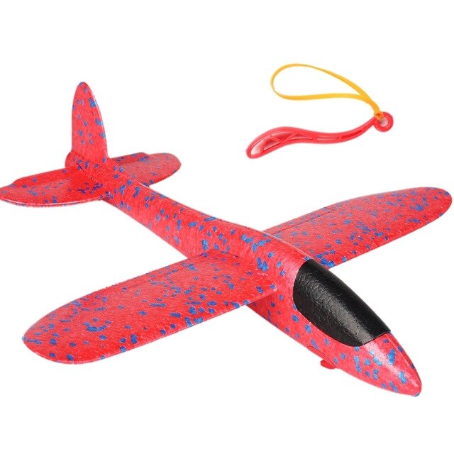 48Cm Hand Throw Lighting Up Flying Glider Plane Glow In The Dark Toys Foam Airplane Model Led Flash Games Toys For Children: Red 2