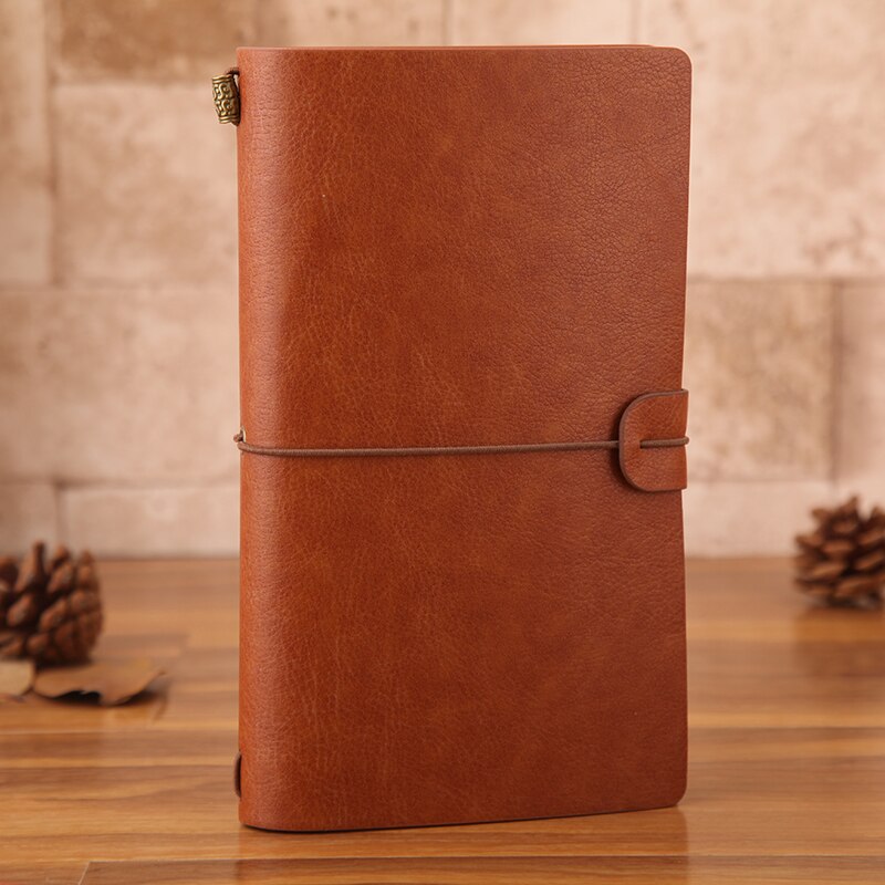 RuiZe faux leather journal reizen notebook A6 pocket notepad school dagboek note book graveren naam creatieve briefpapier: Bruin / A6 no engrave letter