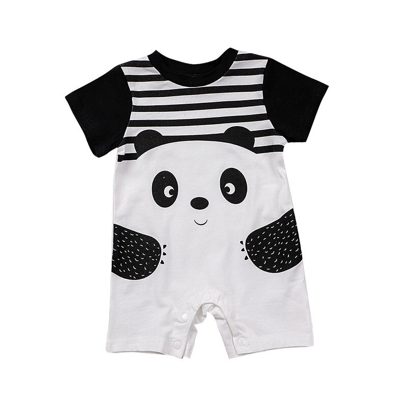 Carter Toddler Summer Short-sleeved Baby Jumpsuit Panda Printed Short Climbing Clothes Baby Boy Girl Clothes: 90CM