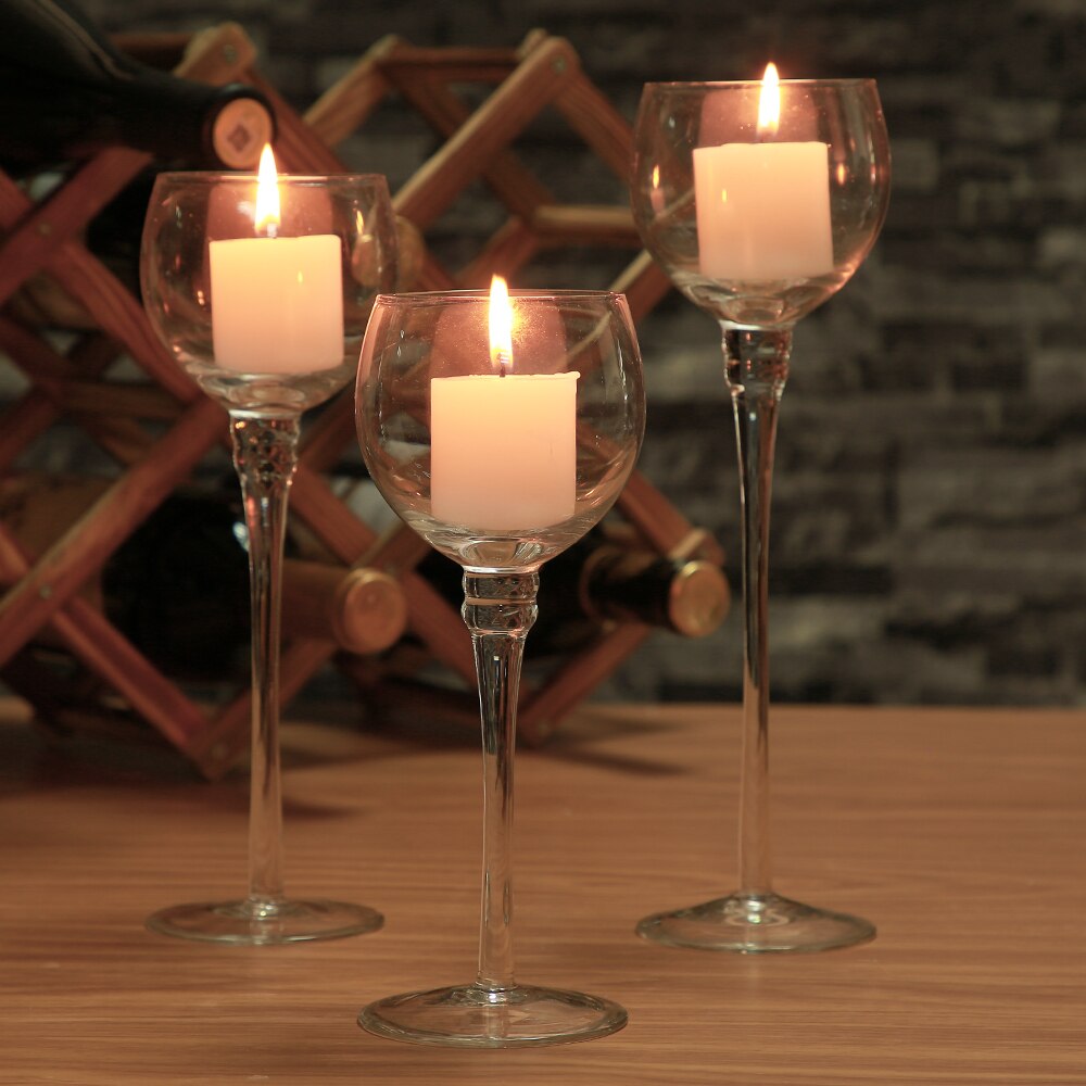 3PCS Set Crystal Glass Candle Holder Candelabro De Vela Crystal Centerpieces Votive Candle Holders