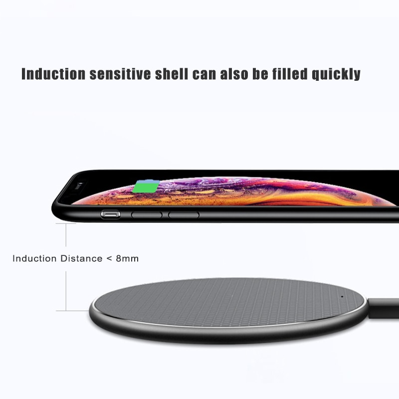 Caricatore Wireless Qi Veloce Pad Dock Alluminio Portatile per iPhone 11 Pro XS Max X