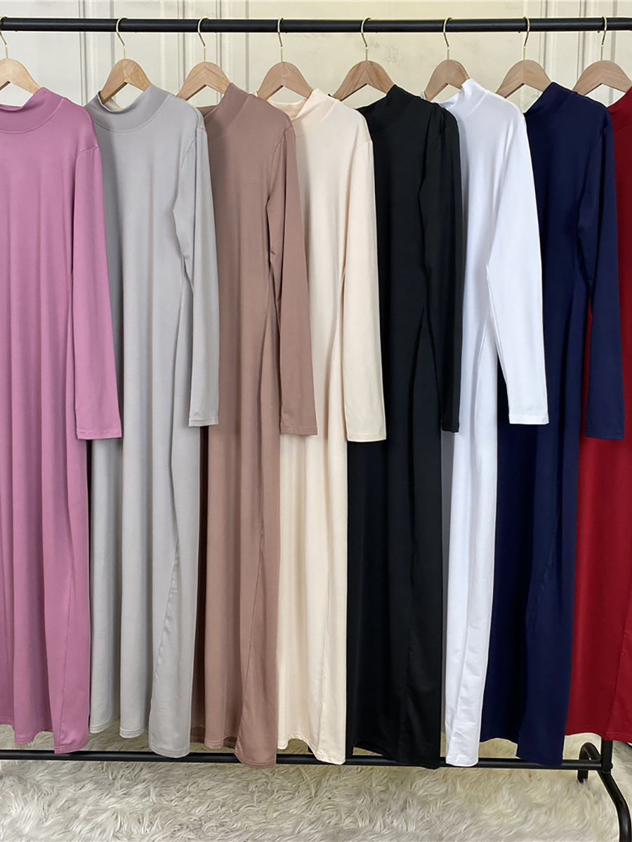 Vestido Abaya modesto para mujer, Vestido informal con cuello de tortuga, Hijab, Vestido interior musulmán para mujer, Maxi bata caftán turco, ropa islámica