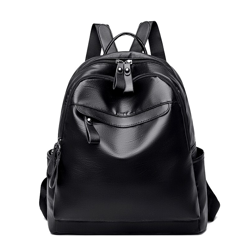 Zaino da donna zaino da scuola versatile da viaggio Oxford di grande capacità per il tempo libero da donna: Black PU Large
