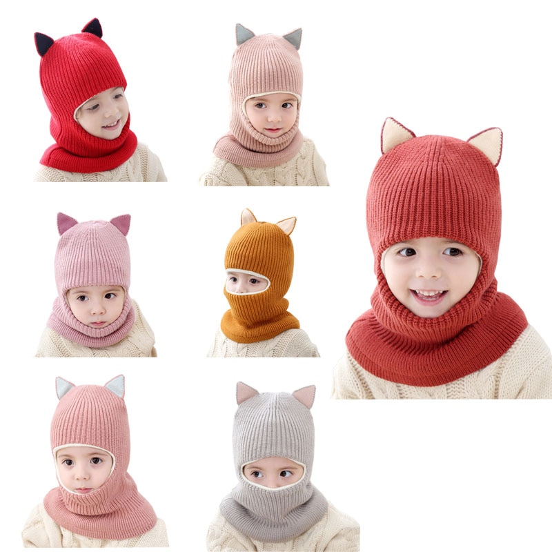 baby meisje winter muts warm en fluwelen Mutsen Gebreide Cap Kids Balaclava Masker Hoeden Meisjes Jongens Gebreide Hoeden Meisje jongen Bonnet Kids Hoeden & Caps