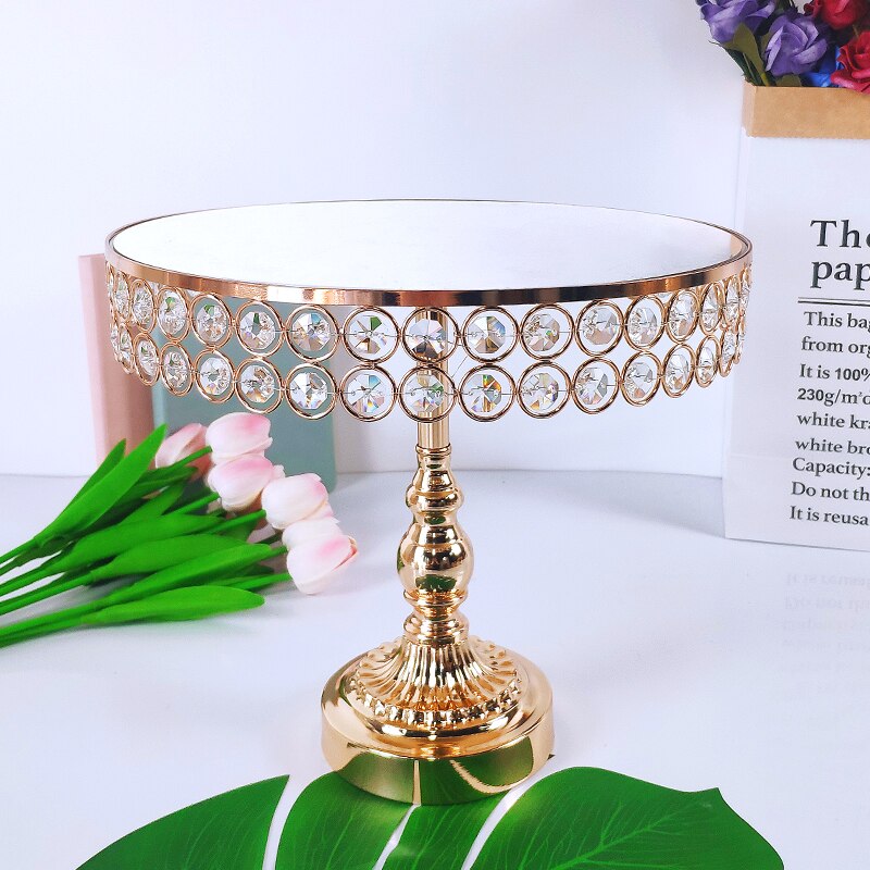 Goud Acryl Spiegel Metalen Cake Stand Ronde Bruiloft Verjaardag Party Dessert Cupcake Voetstuk Display Plaat Home Decor