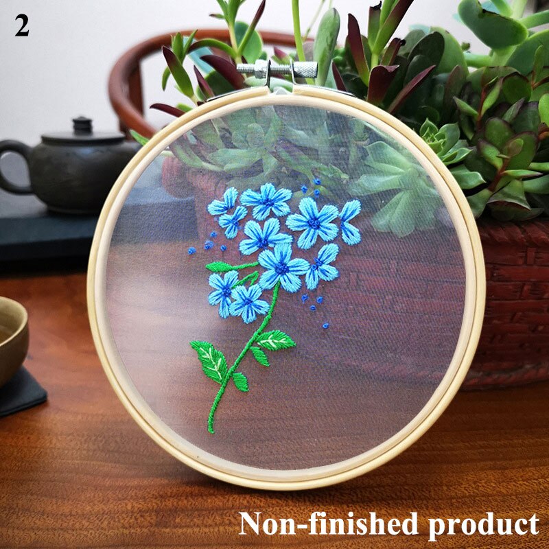 Kit de iniciación de bordado estampado para principiantes, Kit de pintura de flores artesanal, punto de cruz, productos no terminados, Kits de Material: 2
