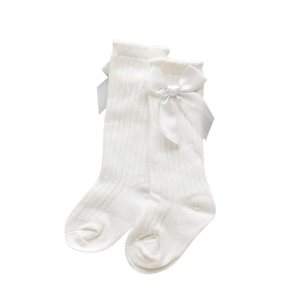 5 pares de calcetines largos para niñas, calcetines de algodón antideslizantes de otoño, calcetín español hasta la rodilla M09: white size S