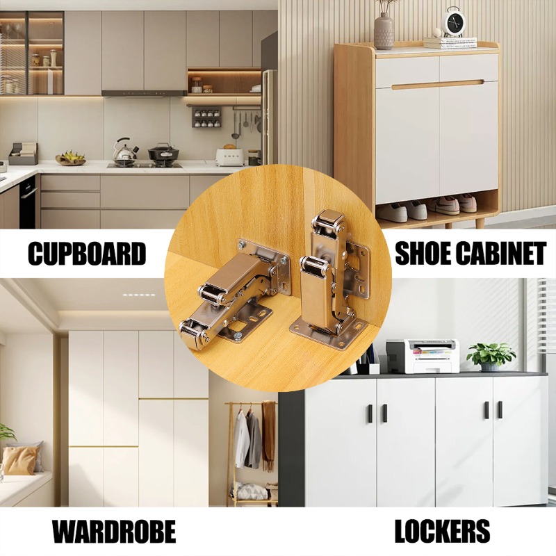 3/1PCS Steel Cabinet Hinges 175 Degree No-Drilling Hole Buffer Hinge Kitchen Cupboard Concealed Hinges Furniture Hardware Kit
