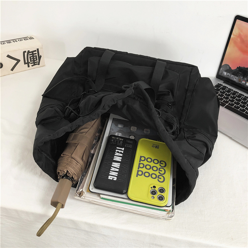 Sacs à dos noirs solides pour hommes, Style Streetwear Cool, Harajuku, grande capacité, sacs d&#39;école imperméables en Nylon pour hommes