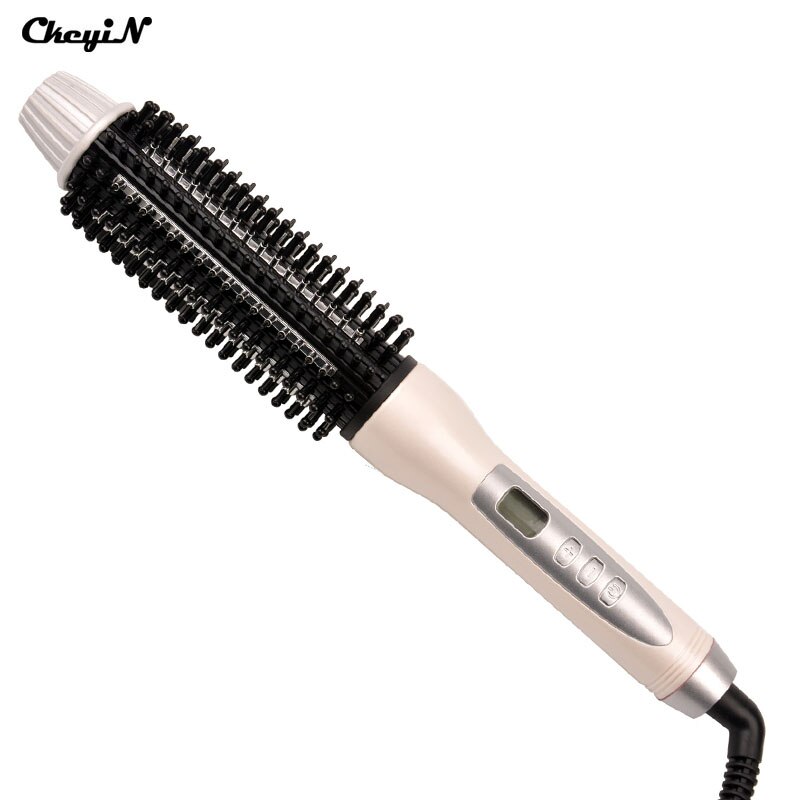 CkeyiN LCD Display 2 In 1 Ceramic Hair Straightener Comb Hair Curler ...