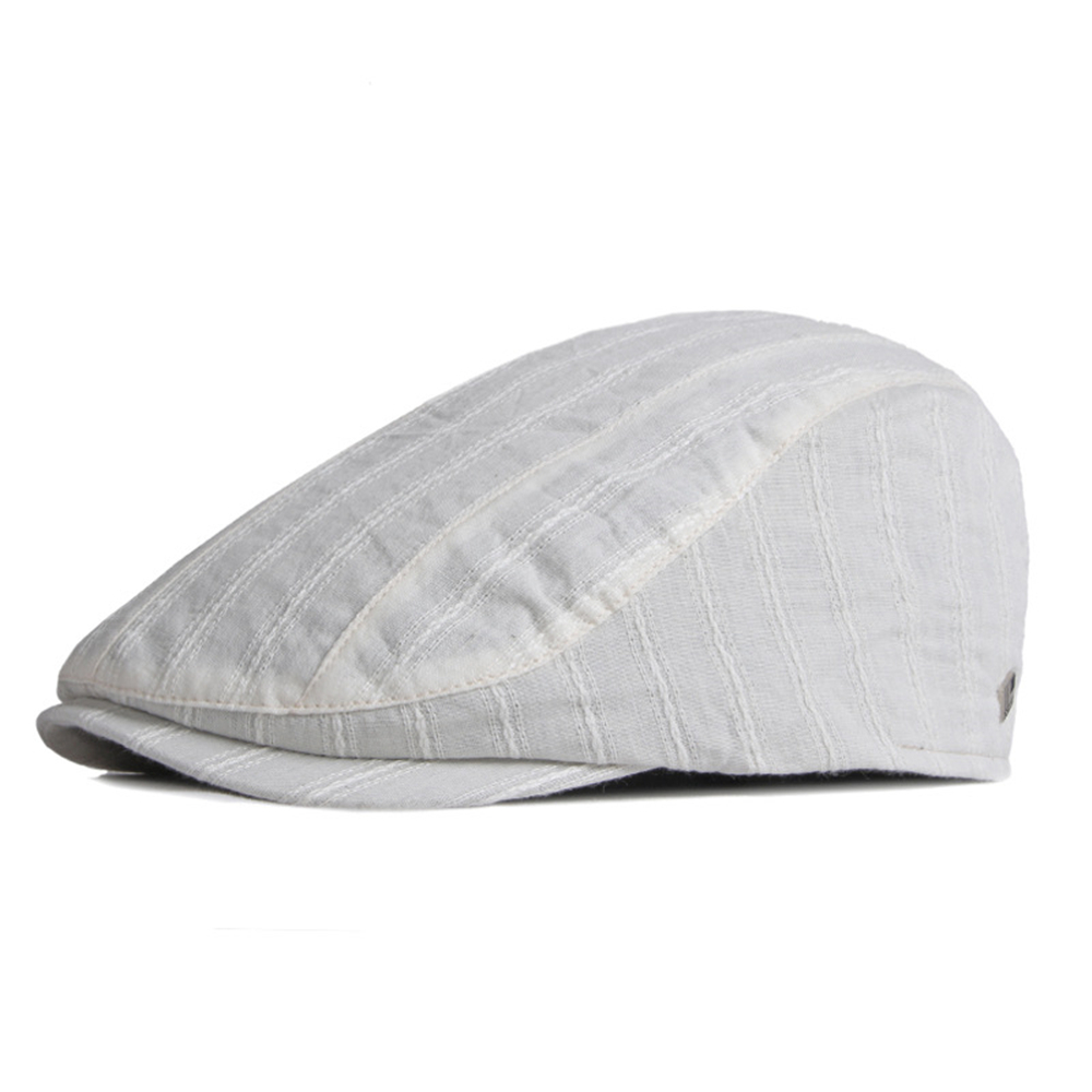 Showersmile Platte Pet Voor Mannen Vrouwen Ierse Baret Hoed Katoen Krantenverkoper Caps Lichtgewicht Driver Ivy Zomer Boina Navy Wit Grijs: Creamy-white