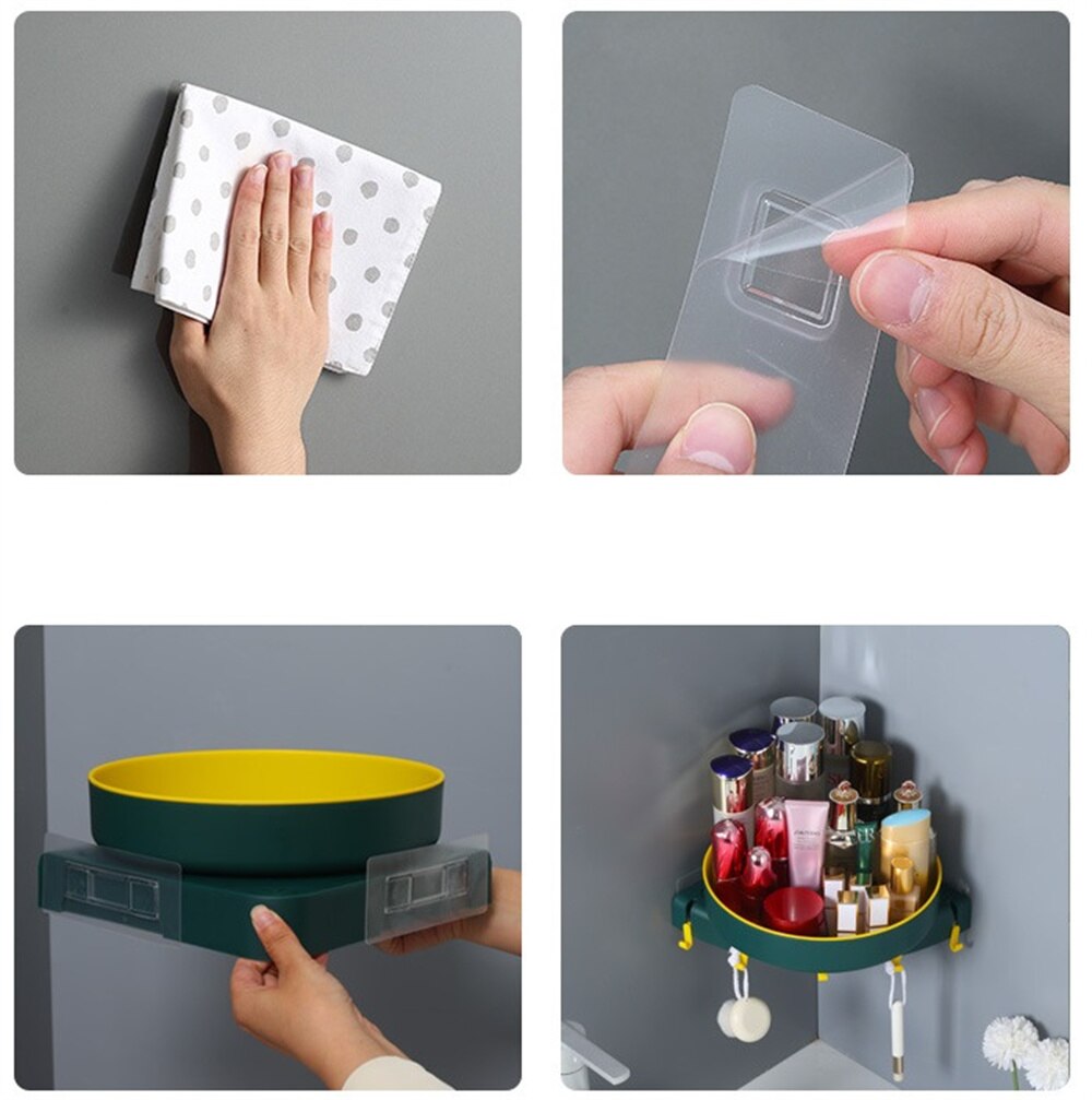 Estante giratorio de 360 ° para baño, esquinero de almacenamiento colgante, para pared, cocina, condimentos