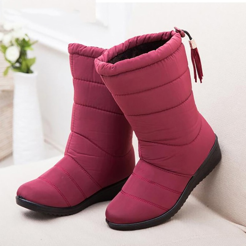 Sneeuwlaarzen waterdichte enkellaarsjes voor dames laarzen dames winterschoenen dameslaarzen zachte warme dames winterlaarzen mujer: 707- wijnrode / 37