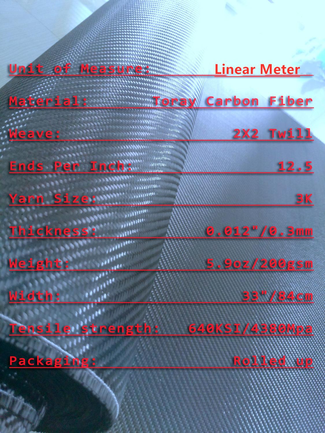 Carbon Fiber Doek 32 "/82Cm Breedte 3K 200gsm 240gsm 2X2 Twill Honingraat hybride Carbon Kevlar Stof Door Roll Up]