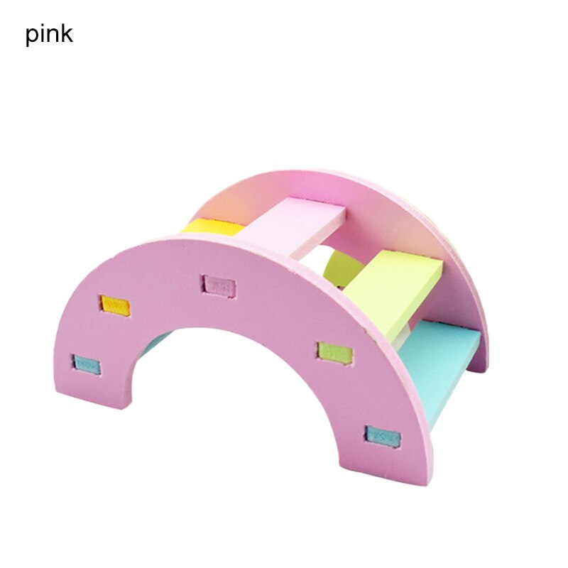 Wooden Hamster Supplies Pet Products & Small Animals Cage Accessories &Hamster Ladder Cute Hanging Rainbow Bridge: pink