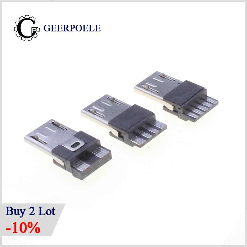 20 pcs/lot 5 Pin Micro USB Connector Jack Tail USB Plug Sockect Terminals Male Conector Diy Electronic Tail
