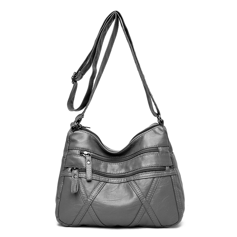 Nova bolsa casual feminina de ombro para costura, bolsas e bolsas de mão pequenas de couro pu, bolsa crossbody para mulheres, 2021: Gray