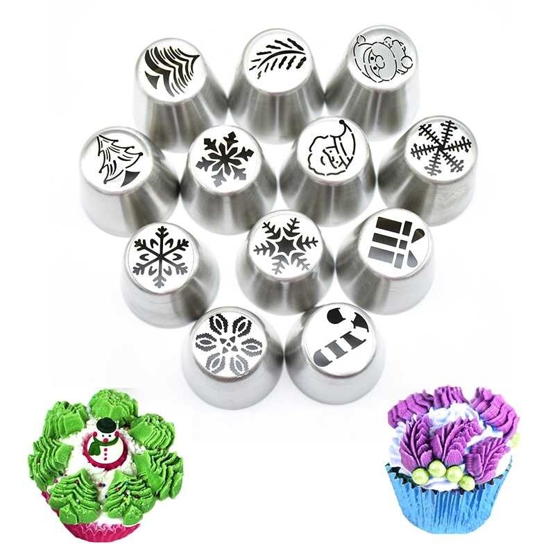 Juego de boquillas con forma de copo de nieve para decoración de pasteles, repostería para glaseado, decoración de pasteles y magdalenas, utensilios de cocina para hornear, navidad