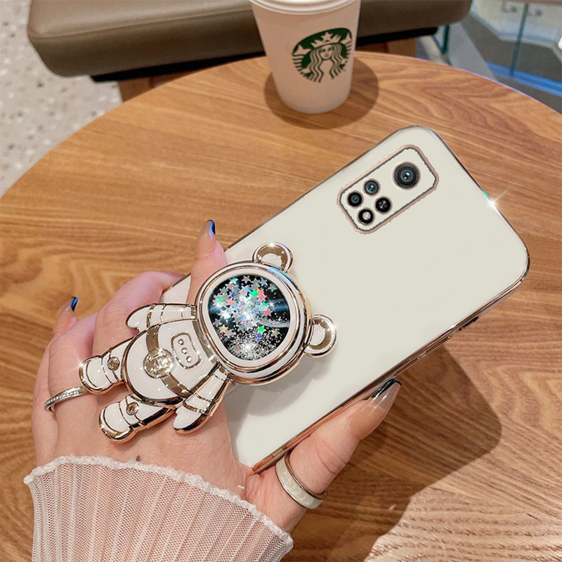 Funda de teléfono para Xiaomi Mi 9 Mi 9T Mi 9T Pro Xiaomi Mi 10 Xiaomi Mi 10T Mi 10T Pro, funda con soporte plegable de oso de dibujos animados chapado en arena movediza