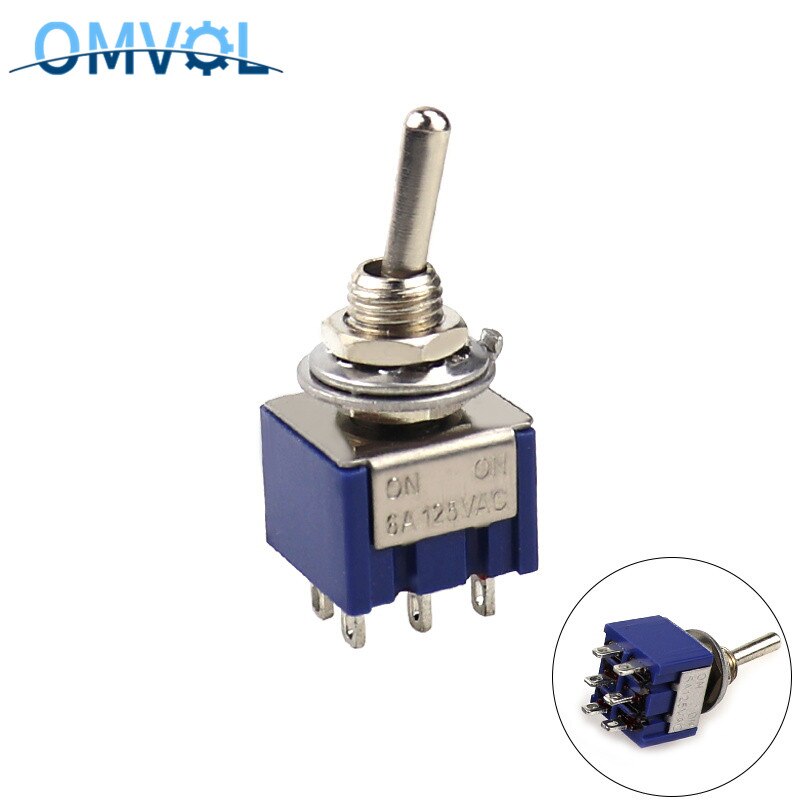 MTS-202 ON-ON 6 pines interruptor de palanca en miniatura 6mm Tamaño de montaje MTS-203 ON-OFF-ON: MTS-202