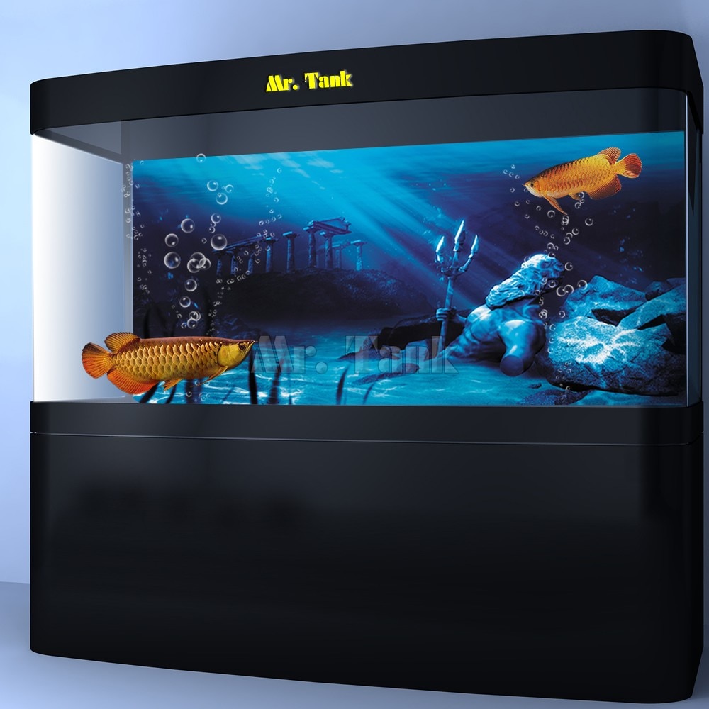 Mr.Tank Ancient Architecture Aquarium Background Poster Selfadhesive Underwater City Atlantis Fish Tank Backdrop Decorations
