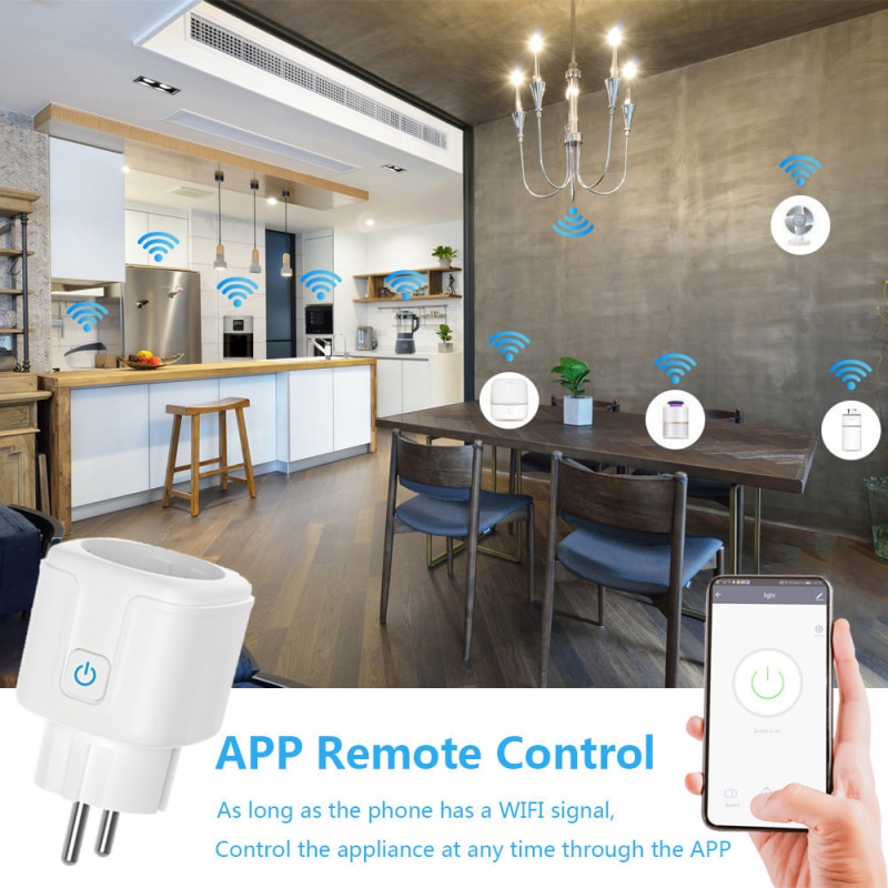 16A 220V Adapter Tuya Wifi Eu Smart Plug Draadloze Afstandsbediening Voice Control Power Monitor Timer Socket Voor Google Thuis alexa