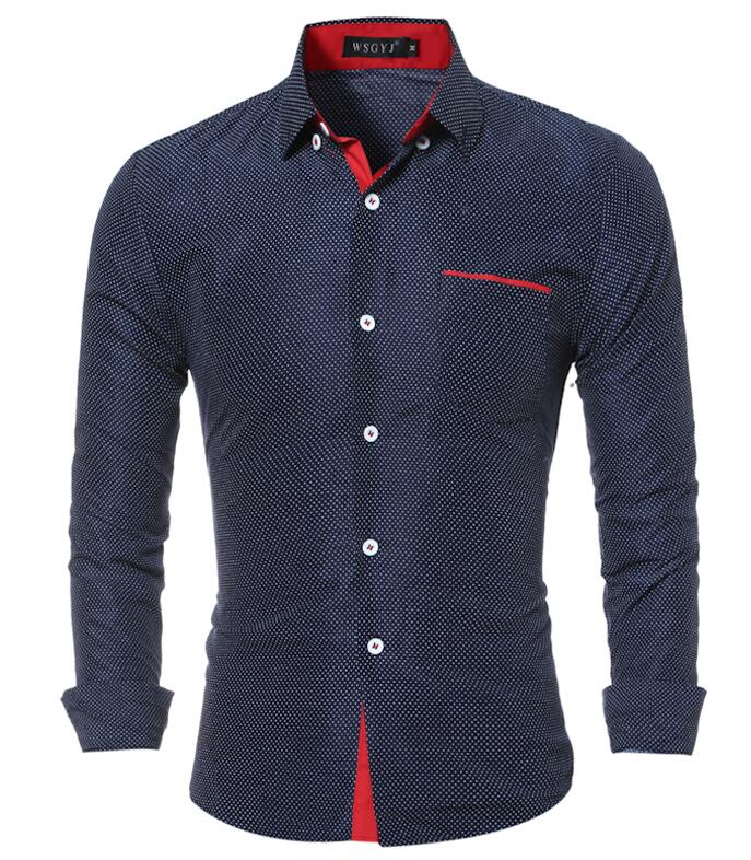 Herretøj herreskjorte wave point slank langærmet skjorte afslappet herreskjorte social plus størrelse m -4xl: Flåde / Xxl
