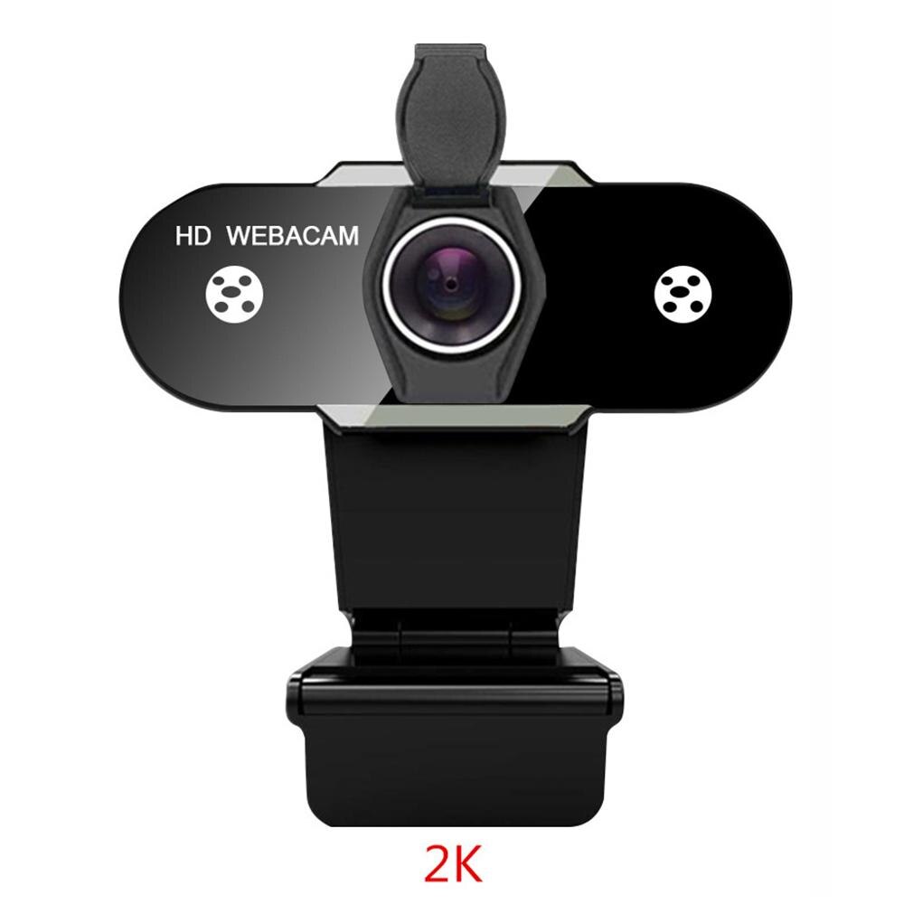 2K/720P/480P/1080P HD Webcam PC Web Cam USB Web Camera Mini Computer USB Camera Built-in Microphone Web Camera Autofocus: 2K with Cover