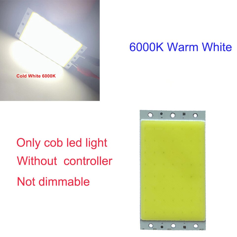 Panneau lumineux LED 12V 15W COB avec contrôleur de gradation 1500lm, 2 pièces/lot, ampoule blanche froide naturelle chaude pour la décoration de travail de bricolage: 6000K