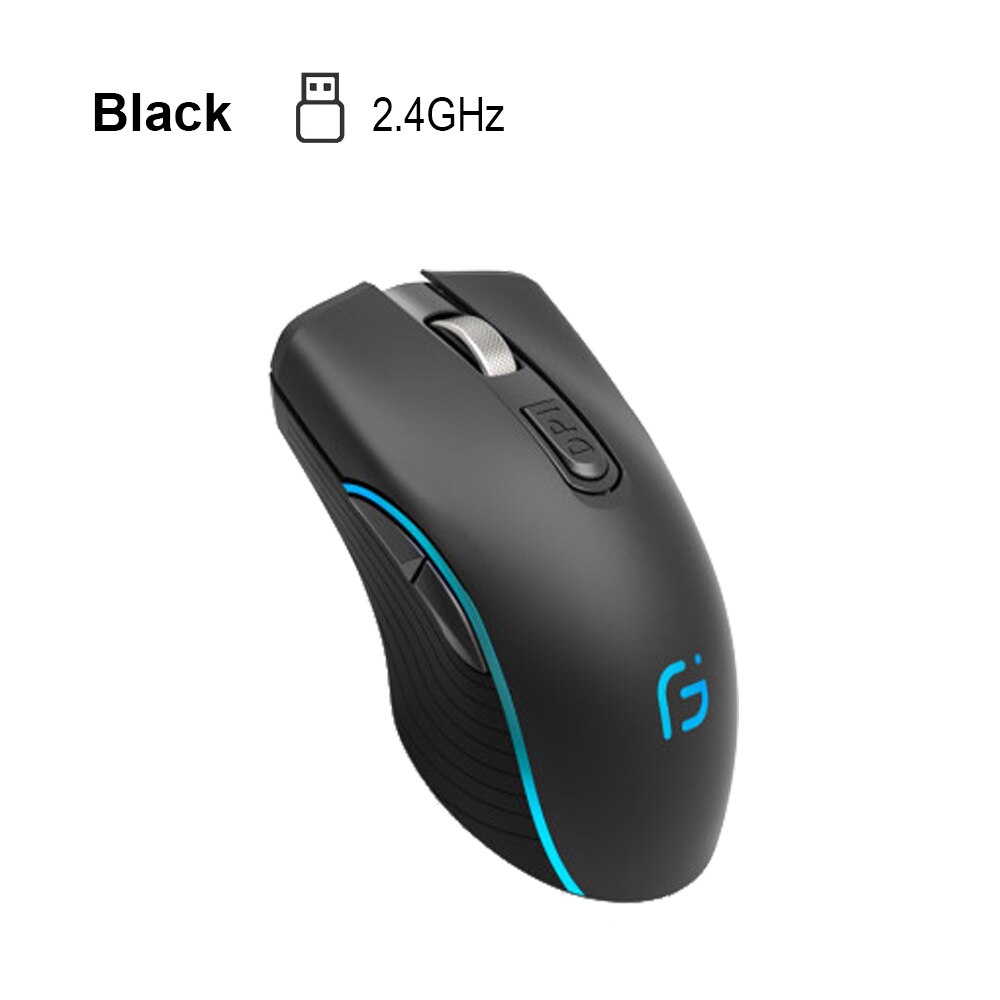 AVATTO X9 Bluetooth 4.0 + 2.4G Wireless Dual Mode Computer Mouse,2400 DPI 6 Buttons Rechargeable Gaming Mice for PC Laptop Gamer: Black 2.4G