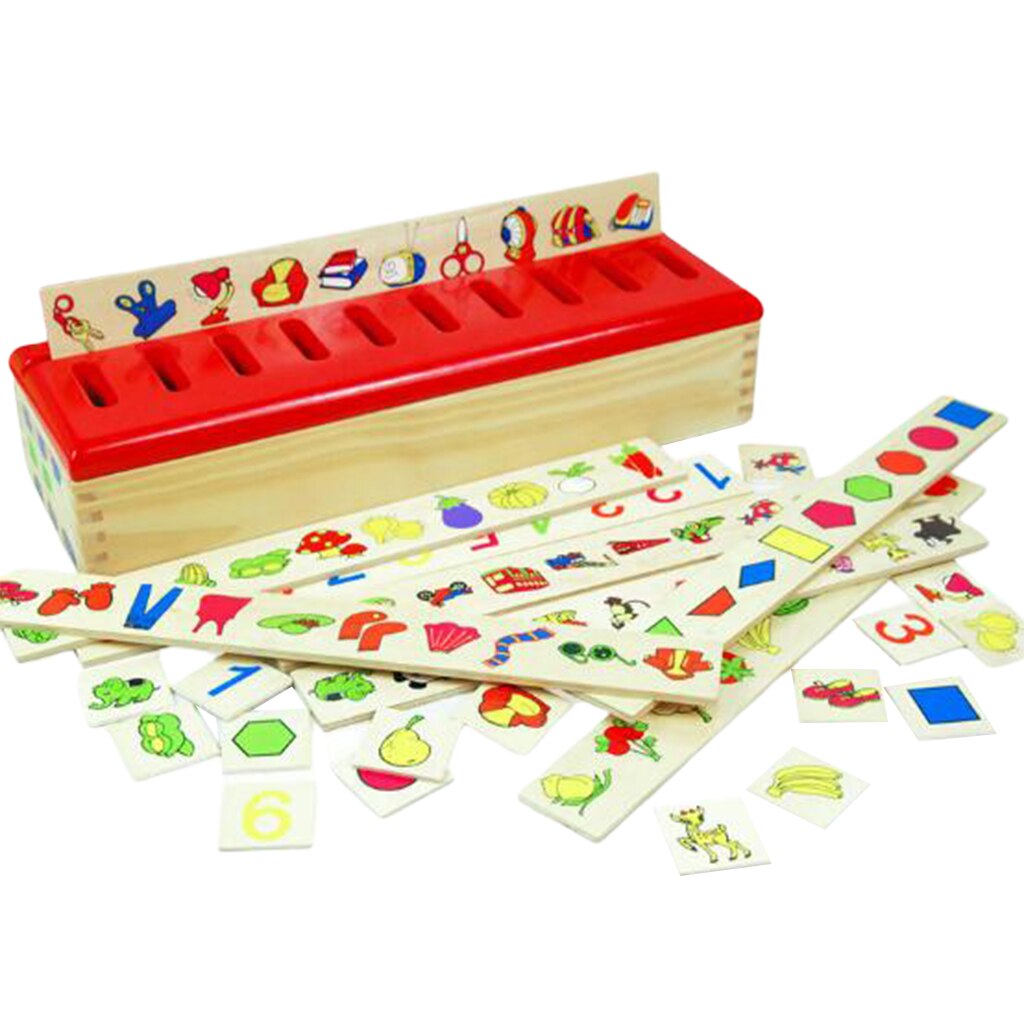 Wooden Knowledge Classification Box, Early Education Cognitive Toys, Develop Observation Ability, Hand-eye Coordination Ability