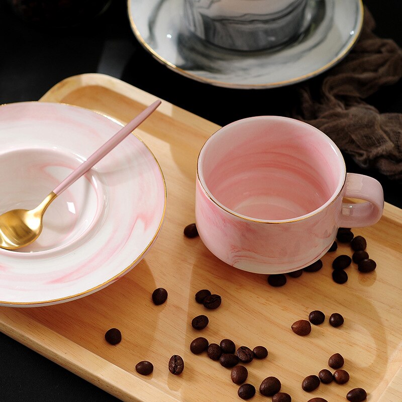 Nordic INS Golden Black Coffee Cup Ceramic Cup Dish Coffee Three-piece Office Tray Ceramic Cup