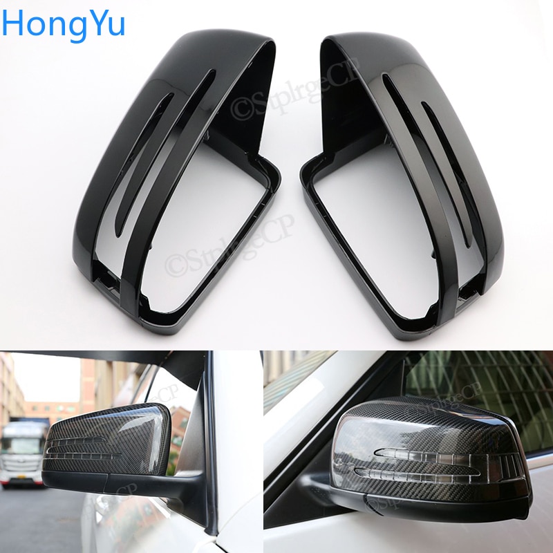 Cubierta para espejo retrovisor Mercedes Benz Clase A W176 , de fibra de carbono negro brillante, accesorios para espejo