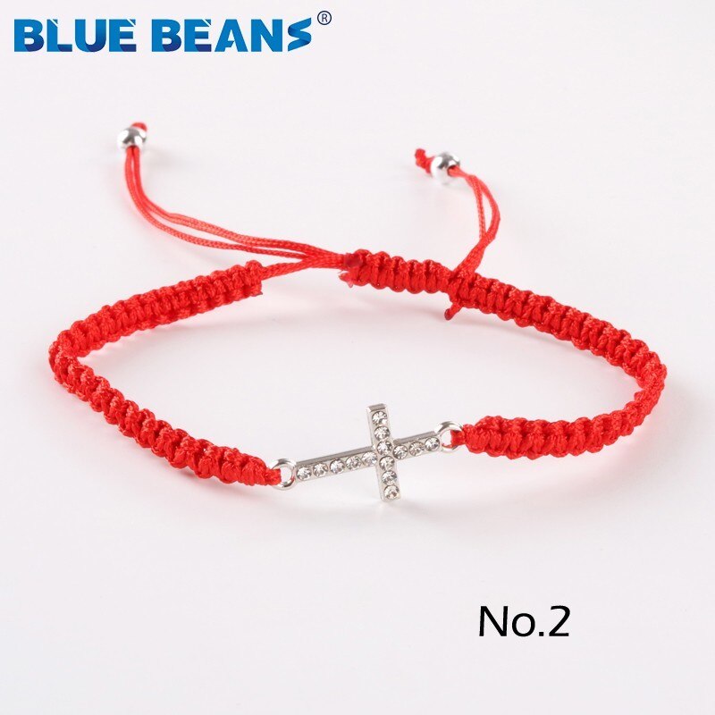 European cross bracelet Women Red Lucky String Evil Eye Adjustable Charm Bracelets Crystal Inlaid Jesus Jewelry: 2