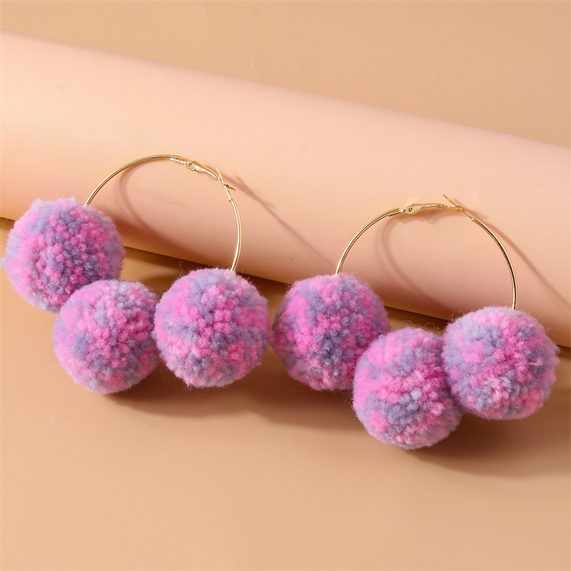 Aihua Faux Fur Ball Earrings for Women Soft Fluffy Pom Pom Decor Dangle Earrings Jewelry Accessories Christmas Party Dress Up: REDDISH BROWN
