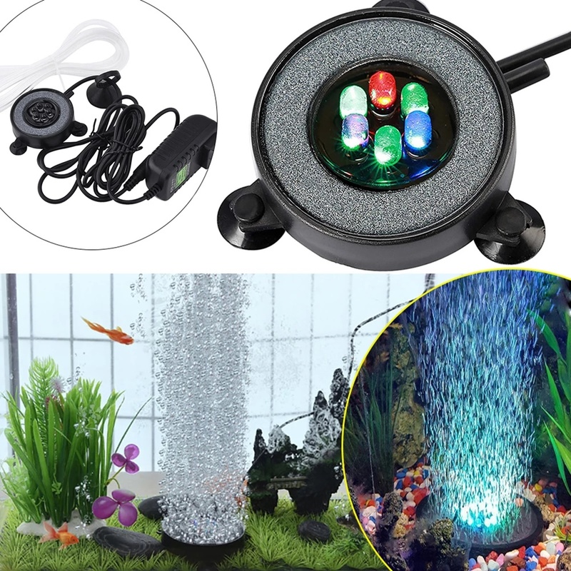 Luz LED impermeable que cambia de Color para acuario, lámpara redonda para decoración de burbujeador de pecera, luces Led para piscina, 1 ud.
