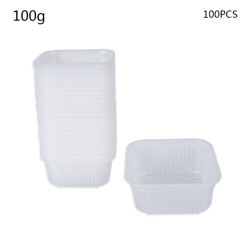 100pcs Square PP Moon Cake Box Packaging Mooncake Package Container Transparent Mooncake Boxes Baking Packing Box Party