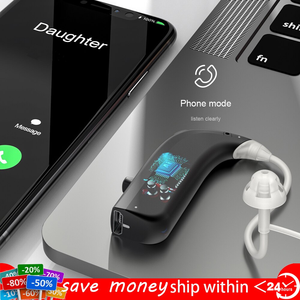 Vip Bluetooth 5.0 Onzichtbare Oplaadbare Gehoorapparaat Digitale Audifonos Oor Geluid Versterker Enhancer Слуховой Аппарат Call Music