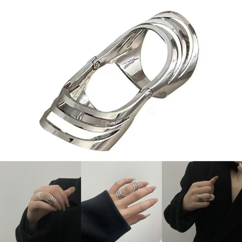 Anillo de nudillo de dedo índice hueco Punk Simple, anillo grueso flexible Retro, joyería de , anillos de articulación de declaración gótica