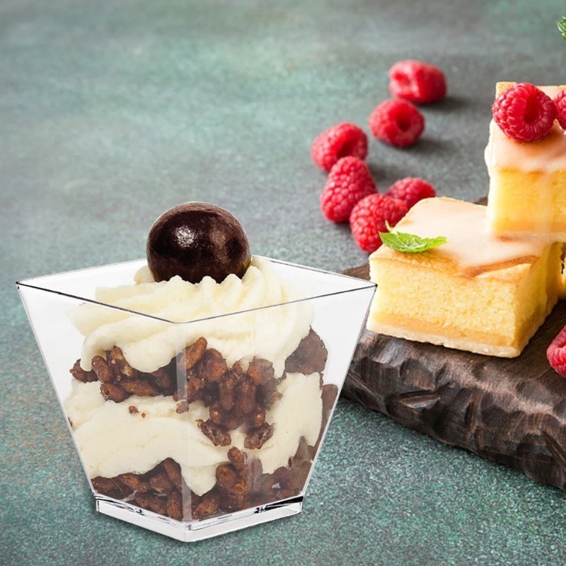 25/50/100PCS Transparante Ladder Vormige Cups Dessert Cups Pudding Fruit Ijs Kamp Verjaardagsfeestje plastic Voedsel Container