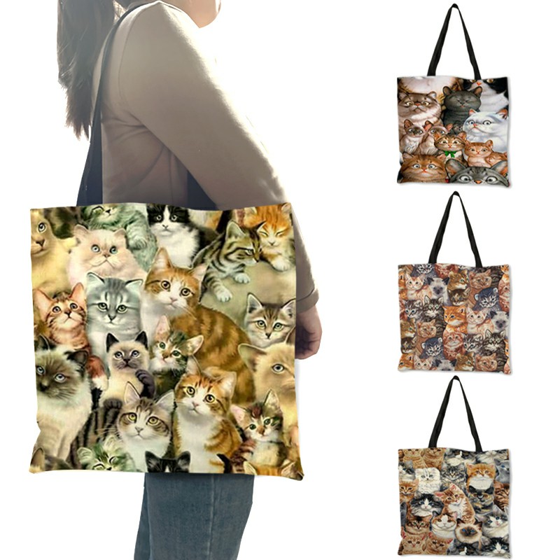 Lustige 3D Siamese Katze Menge Drucken Handtasche Für Frauen Dame lässig Büro Schulter Tasche Große Kapazität Tote Taschen Für Einkaufen