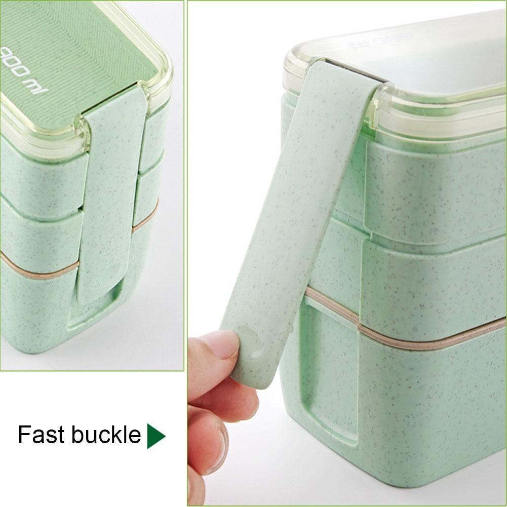 Lunch Box 3 Layer Wheat Straw Bento Boxes Microwave Dinnerware Food Storage Container Lunchbox