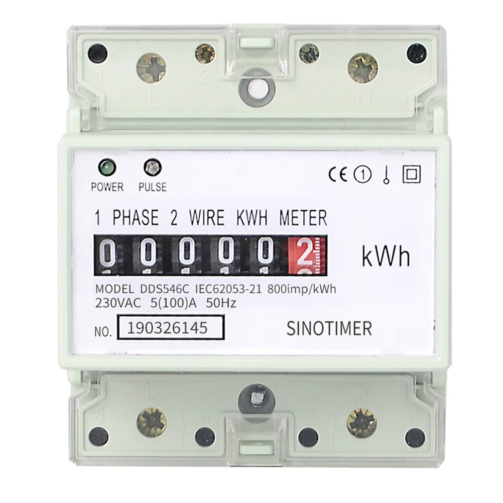 SINOTIMER DDS546C 230VAC Monofase 4P Contatore di Energia Contatore Analogico Elettrico Wattmetro Elettrica Domestica din Metro Ferroviario