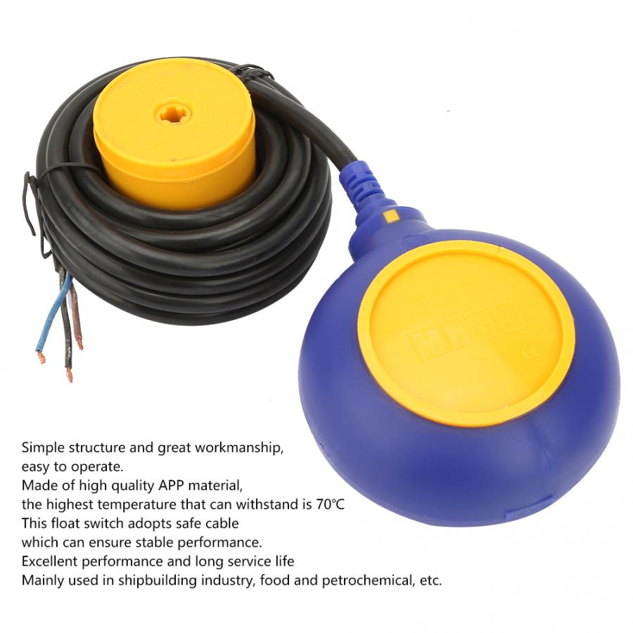 220V Float Switch Water Liquid Level Controller Contactor Sensor Liquid Water Level with 4 Meters Cable