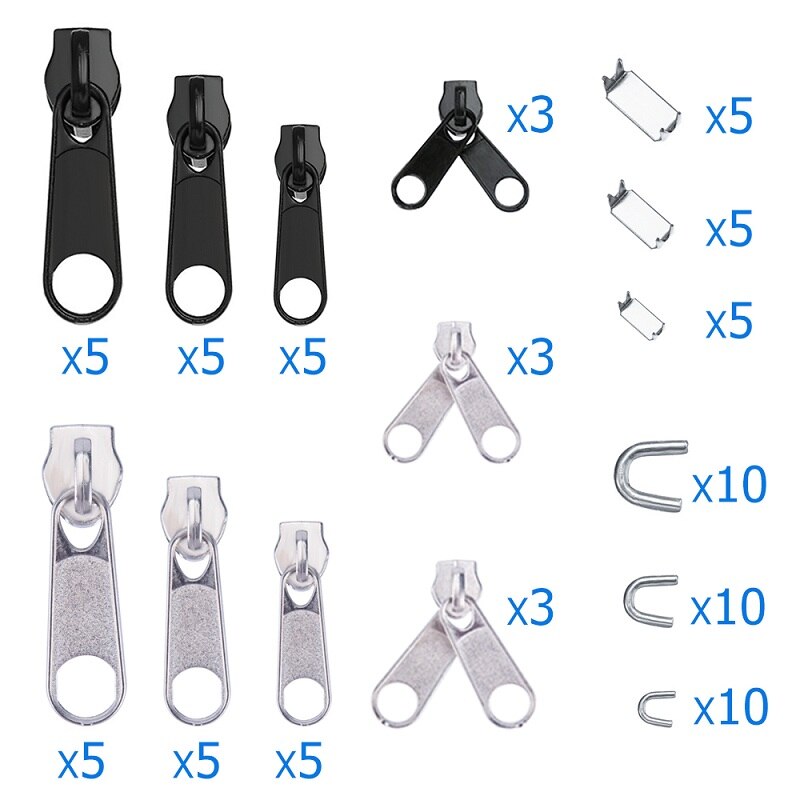 85pcs Zipper Repair Kit Zipper Sliders Install Pliers Tool Zipper Replacement Rescue Instant Repair Kit Jacket Zippers Fix Plier: 84Pcs Zippers