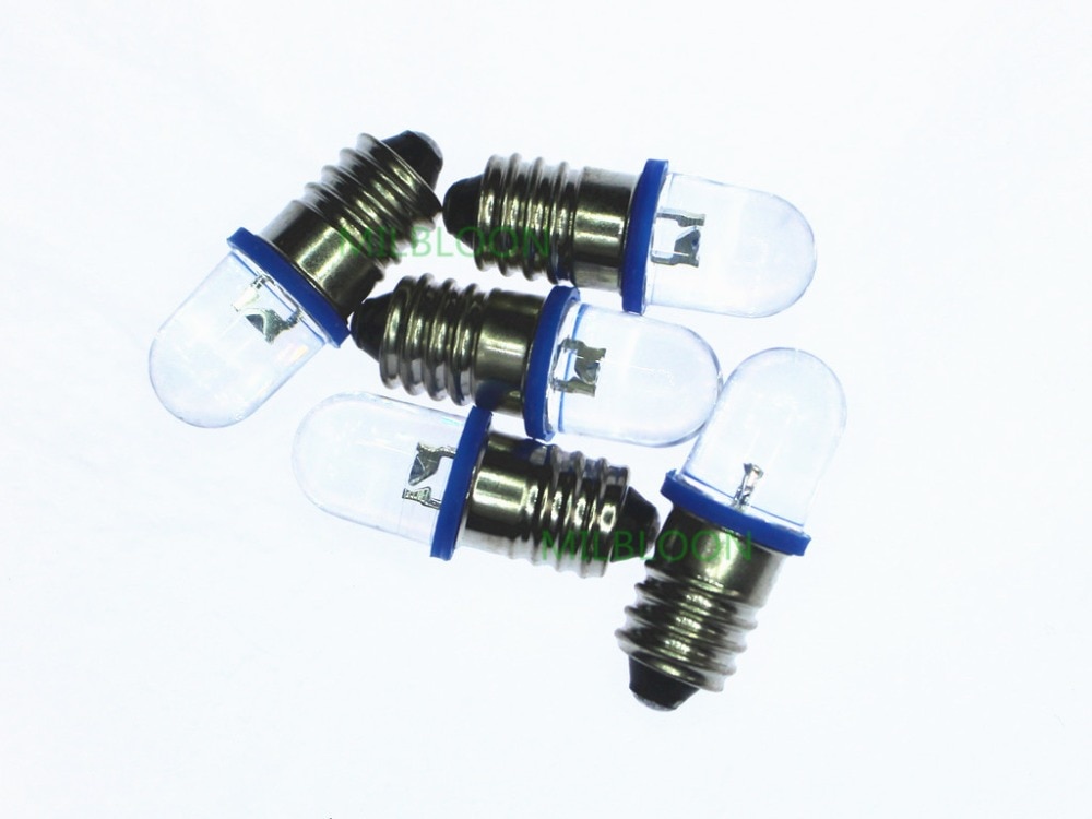 5 stücke E10 LED-lampe E10 DC 3 V 3,8 V 4,5 V 6 V 8 V 12 V 18 V 24 V Instrument birne E10 Anzeige birne Altmodische taschenlampe birne