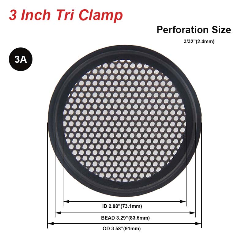 Sanitary Tri-Clamp Perforated Plate Gasket EPDM Tri Clamp Filter Discs Food Grade Stainless Steel 304 Filtration Gaskets: Dark Khaki