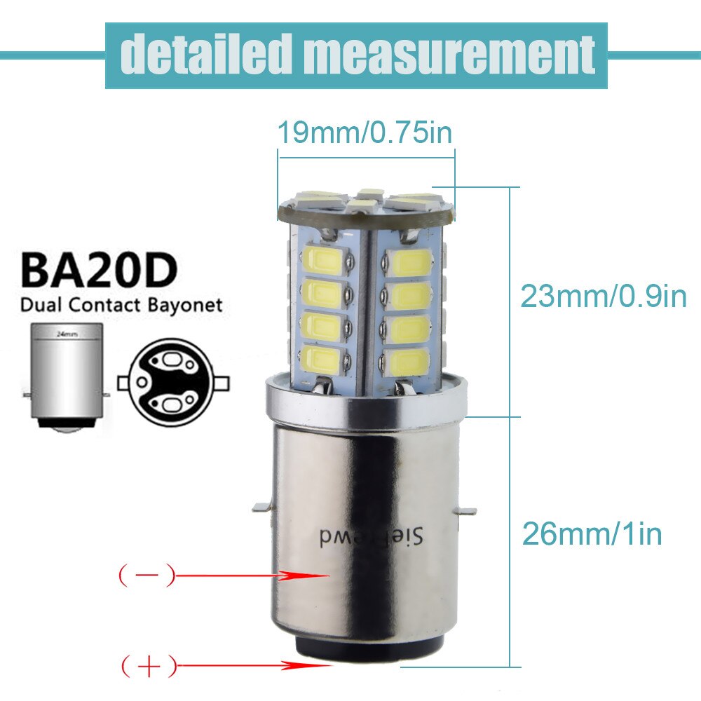 1x h6 led  ba20d motorcykel forlygte pære hi/nærlys 5630 26 smd moto scooter knallert atv motorcykel tågelygte hvid 6v 12v dc