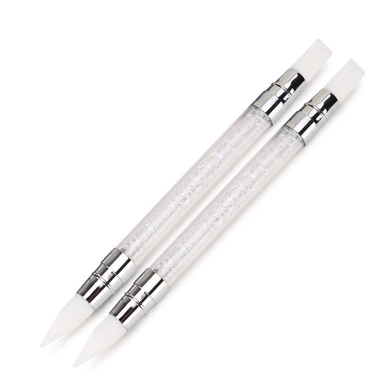 Puntas cónicas oblicuas para manicura, BOLI de silicona de doble punta, patrón con forma de uña, barra de diamante individual, grabado en relieve