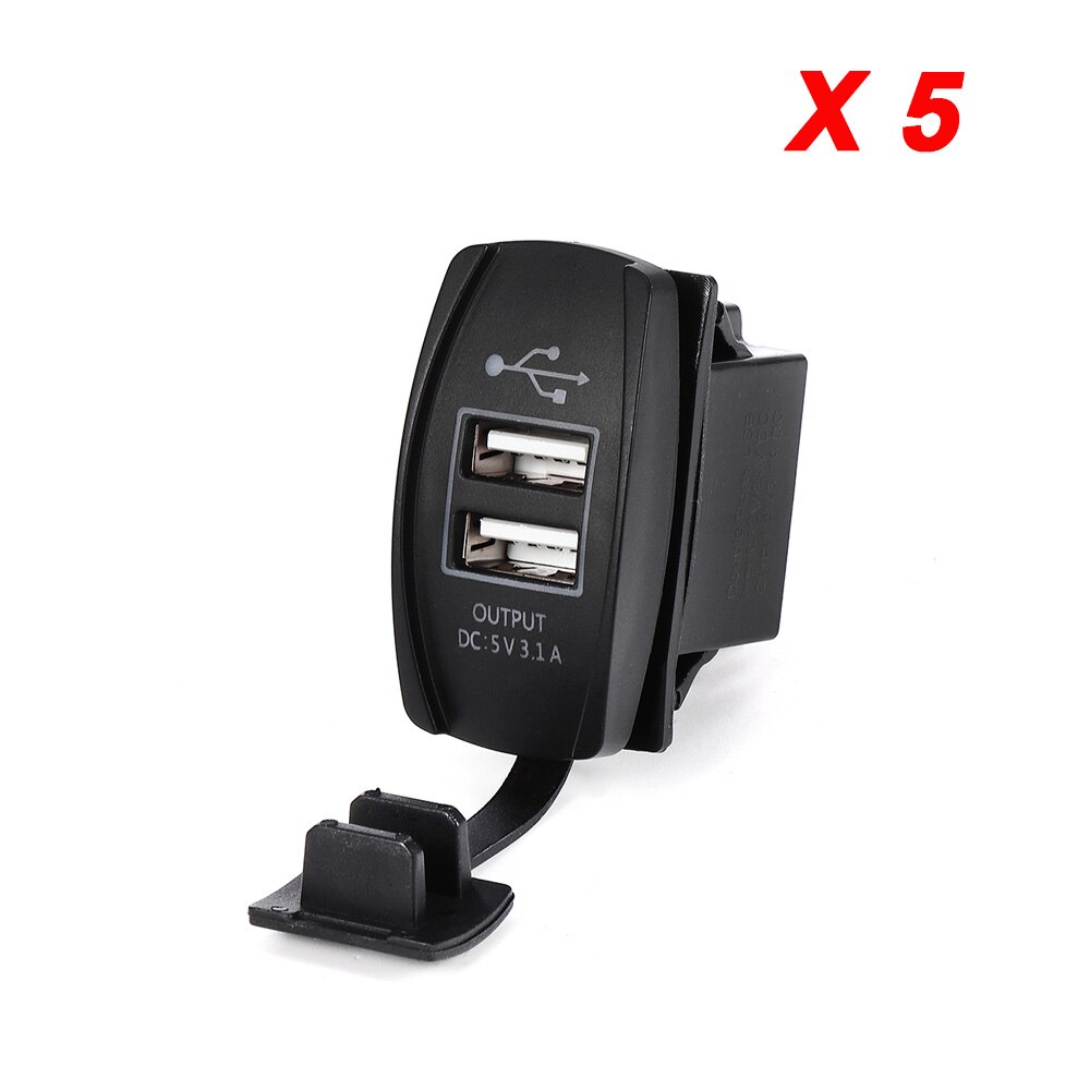 12-24V Blauwe Led Usb Charger Backlight Rocker Switch Voor Polaris Rzr Ranger 900 1000 RZR900 Voor John deere Gator Xuv Voor Kawasaki: 5 piece